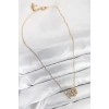 316L Çelik Zirkon Taşlı Sarmal Model Gold Renk Kadın Kolye - TJ-BKO10512