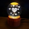 360 Derece Dönen I Love You Tasarım Standlı Cam Küre