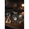3’lü Masa Üstü Seti – Gri Fil Figürlü Saat, Manyetik Kum Saati ve Gri Dünya Küresi - Premium Hediye
