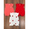 3lu Muslin Kız Bebek Tulum Set