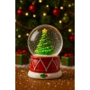 4 Adet Led Işıklı Mini Kar Küresi 6,5 cm – Noel Baba & Kardan Adam  & Çam Ağacı Dekoratif Biblo