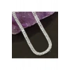 4 mm Baget Taşlı Zirkon Lüks Çelik Kolye