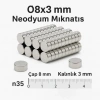 5 Adet 8x3mm Yuvarlak Neodyum Mıknatıs Güçlü Nikel Kaplamalı Kaliteli Dayanıklı Magnet