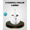 5 Kanatlı Solar Kamp Lambası – Usb Şarjlı Taşınabilir Ip65 Su Geçirmez Bahçe Lambası