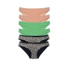 6 Adet Likralı Kadın Slip Külot Leopar Ten Yeşil