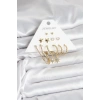 6 Çift Kadın Küpe Seti Gold Renk - TJ-BKP11318