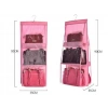 6 Gözlü Pratik Dolap İçi Çanta Askılığı/Organizer (Pembe)