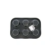 6 Gözlü Siyah Metal Muffin Kalıbı