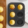 6 Gözlü Siyah Metal Muffin Kalıbı