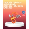 Çinko Alaşımlı Uçlu 120 W Şarj Kablosu – Dolaşmaya Dayanıklı 1,2 m USB Kablo