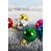 6’lI Yılbaşı Çam Ağacı Süsü Renkli – 4 cm Parlak Karışık Renk Top Süsler Noel Çam Ağacı Süsü