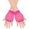 80’ler 90’lar Retro Neon Fuşya Şeker Pembesi File Parmaksız Kısa Eldiven 11 cm