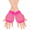 80’ler 90’lar Retro Neon Fuşya Şeker Pembesi File Parmaksız Kısa Eldiven 11 cm