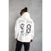 98 Baskılı Kapşonlu Sweat - Beyaz -