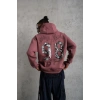 98 Baskılı Kapşonlu Sweat - Gül Kurusu