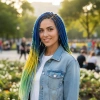 Afrika Örgüsü Ve Rasta İçin Sentetik Ombreli Saç - Lacivert / Sarı / Fıstık Yeşili