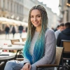 Afrika Örgüsü Ve Rasta İçin Sentetik Ombreli Saç - Platin / Turkuaz Mavi / Koyu Mavi