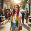 Afrika Örgüsü Ve Rasta İçin Sentetik Ombreli Saç - Turuncu / Sarı / Yeşil