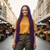Afrika Örgüsü Ve Rasta İçin Sentetik Saç - Küllü Mor
