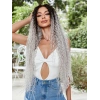 Afro Dalga Fiber Sentetik Tül Peruk - Siyah / Gri Ombreli