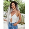 Afro Dalga Fiber Sentetik Tül Peruk - Siyah / Gri Ombreli