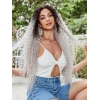 Afro Dalga Fiber Sentetik Tül Peruk - Siyah / Gri Ombreli