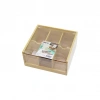 AHŞAP BAMBU 6 BÖLMELİ  POŞET ÇAY KUTUSU MİKA PLASTİK KAPAK  21X20X10CM (4887)