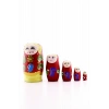 Ahşap Tombul İç İçe Matruşka Bebek Kırmızı Set 5li Büyük Boy
