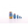 Ahşap Tombul İç İçe Matruşka Bebek Mavi 1 Set 5li Büyük Boy