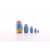 Ahşap Tombul İç İçe Matruşka Bebek Mavi 1 Set 5li Büyük Boy