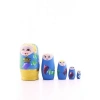 Ahşap Tombul İç İçe Matruşka Bebek Mavi Set 5li Büyük Boy