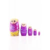 Ahşap Tombul İç İçe Matruşka Bebek Pembe Set 5li Büyük Boy