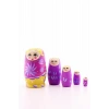 Ahşap Tombul İç İçe Matruşka Bebek Pembe Set 5li Büyük Boy