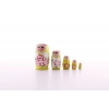 Ahşap Tombul İç İçe Matruşka Bebek Sarı Set 5li Büyük Boy