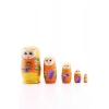 Ahşap Tombul İç İçe Matruşka Bebek Turuncu Set 5li Büyük Boy