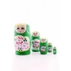 Ahşap Tombul İç İçe Matruşka Bebek Yeşil Set 5li Büyük Boy