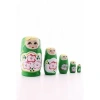 Ahşap Tombul İç İçe Matruşka Bebek Yeşil Set 5li Büyük Boy