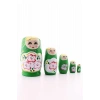 Ahşap Tombul İç İçe Matruşka Bebek Yeşil Set 5li Büyük Boy