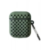 Airpods 2 (2.nesil) Spor Delikli Kılıf - Haki Yeşil-Siyah