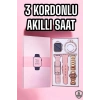 Akıllı Saat Amoled Ekran 3 Kordonlu Aksesuar Hediyeli Sesli Görüşme