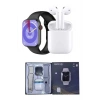 Akıllı Saat Gümüş Kasa Bluetooth Kulaklık Hediyeli Çok Fonksiyonlu İkili Set