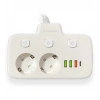 Akım Korumalı 2’li Ayrı Anahtarlı Priz, 2x Priz, 3x Usb, 1x Type-c, 2 Mt Kablo, Hızlı Şarj