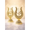 Allah & Muhammed Yazılı Lale Taşlı Gold Masa Üstü Dekor Seti – Klasik ve Asil Tasarım 22cm