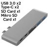 Ally 6 İn1 Usb-c Hub Daul  Usb 3.0 Type-c Şarj Kart Reader Çoğaltıcı Hub