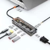 Ally 6in1 Type-c To Usb3.0 + Usb2.0 + Type-c Pd 100w + Hdmı + Vga + 3.5mm  Çoğaltıc Transparanı Hub