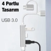 Ally A-806 4in1 Type-c + Usb Girişli Usb 3.0 Çoğaltıcı Hub Adaptör Çevirici