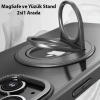 Ally İphone 15 Plus İçin Magsafe Uyumlu Yüzük Standlı Manyetik Silikon Kılıf