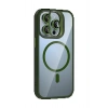 Apple iPhone 14 Pro Max Remim Lensli Magsafe Standlı Kapak - Koyu Yeşil