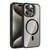 Apple iPhone 14 Pro Max Remim Lensli Magsafe Standlı Kapak - Siyah