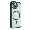 Apple iPhone 14 Remim Lensli Magsafe Standlı Kapak - Koyu Yeşil